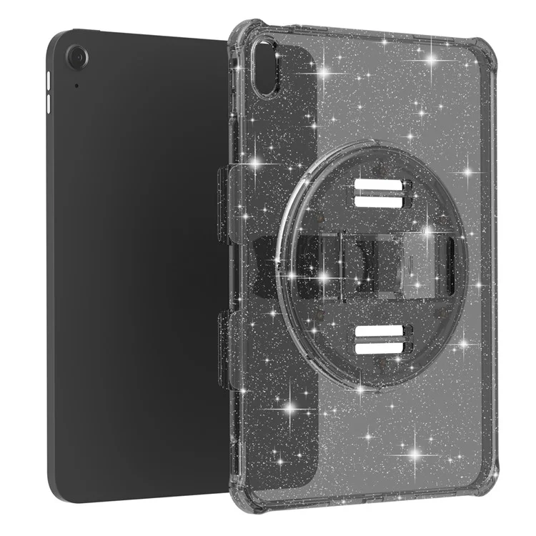 Para iPad 10.9 (2022) Kickstand Glitter Case Shockproof Hard PC Soft TPU Tablet Cover - Sparkly Black