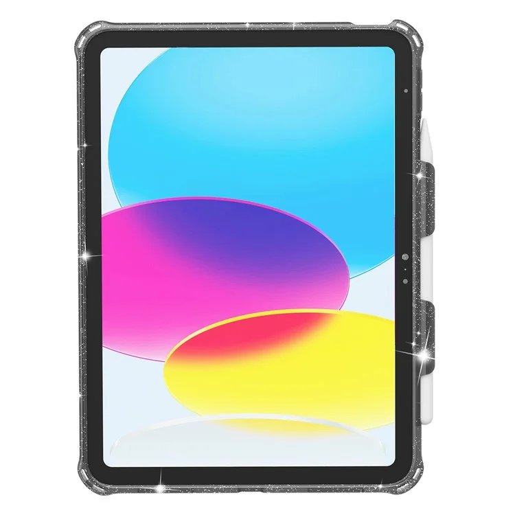 Para iPad 10.9 (2022) Kickstand Glitter Case Shockproof Hard PC Soft TPU Tablet Cover - Sparkly Black