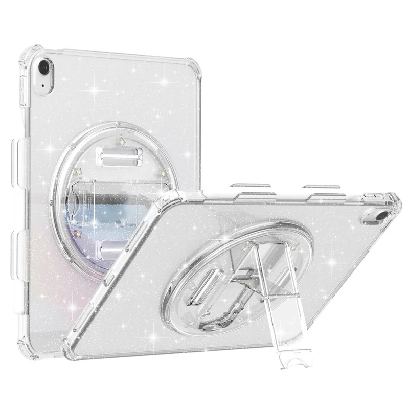 For iPad (2025) / 10.9 (2022) Kickstand Glitter Case Shockproof Hard PC Soft TPU Tablet Cover - Sparkly White
