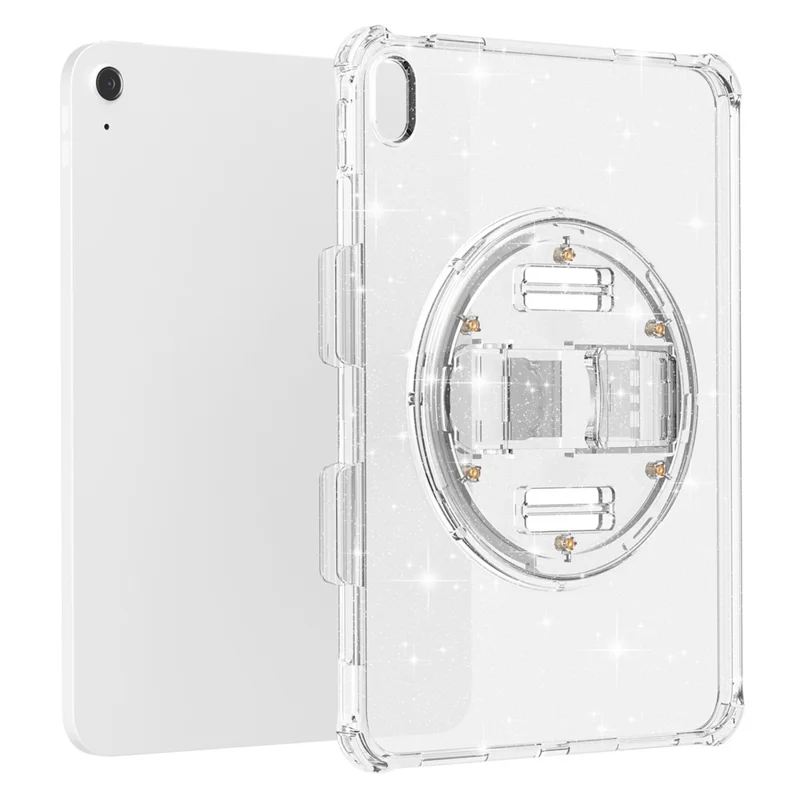 For iPad (2025) / 10.9 (2022) Kickstand Glitter Case Shockproof Hard PC Soft TPU Tablet Cover - Sparkly White
