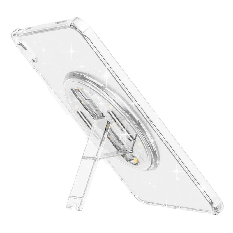 For iPad (2025) / 10.9 (2022) Kickstand Glitter Case Shockproof Hard PC Soft TPU Tablet Cover - Sparkly White