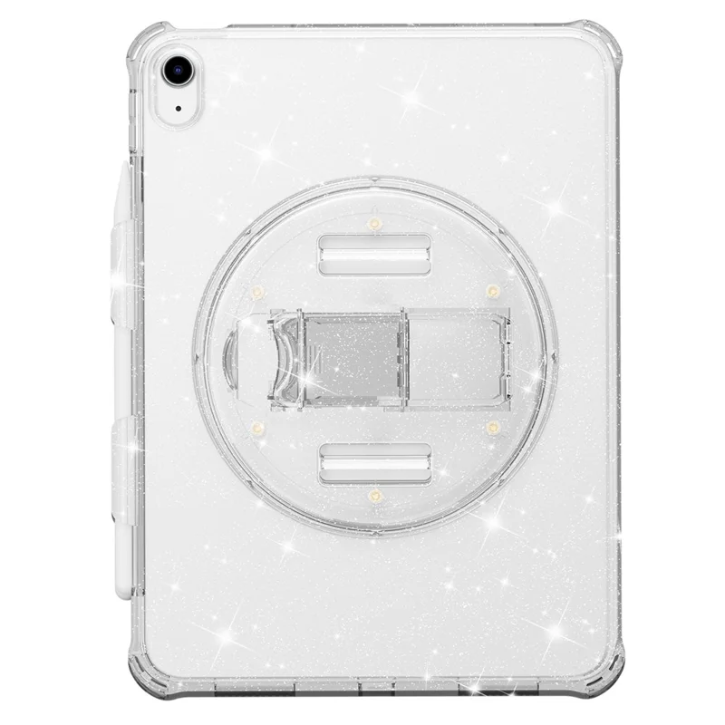 For iPad (2025) / 10.9 (2022) Kickstand Glitter Case Shockproof Hard PC Soft TPU Tablet Cover - Sparkly White
