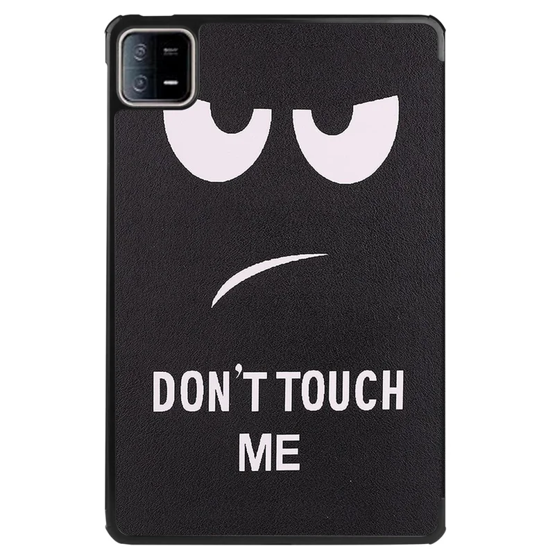 For Xiaomi Pad 6 / Pad 6 Pro PU Leather Trifold Stand Tablet Case Pattern Printing Auto Wake / Sleep Cover - Don't Touch Me
