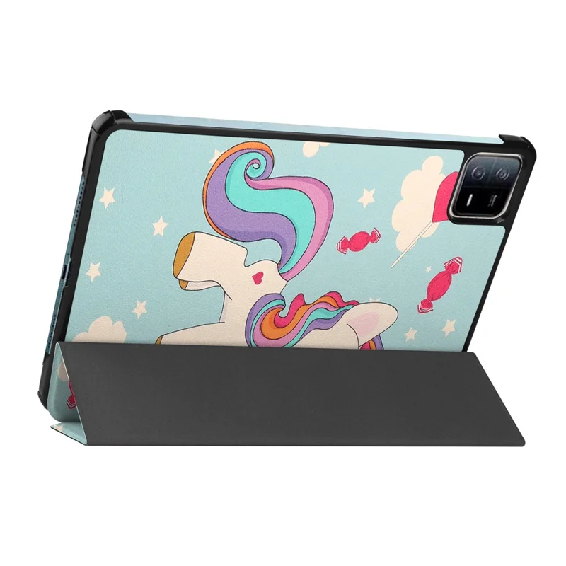 For Xiaomi Pad 6 / Pad 6 Pro PU Leather Trifold Stand Tablet Case Pattern Printing Auto Wake / Sleep Cover - Horse