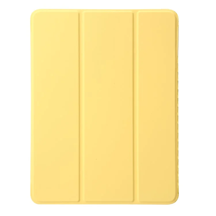 Trifold Stand Tablet Case for iPad Air (2013) / Air 2 / iPad 9.7-inch (2017) / (2018) PU Leather + Clear Acrylic Cover - Yellow