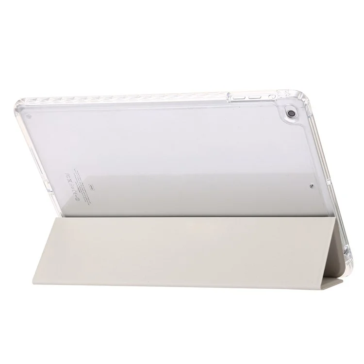 Trifold Stand Tablet Case for iPad Air (2013) / Air 2 / iPad 9.7-inch (2017) / (2018) PU Leather + Clear Acrylic Cover - Yellow