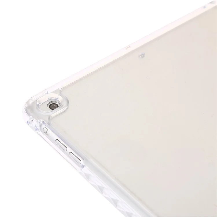 Trifold Stand Tablet Case for iPad Air (2013) / Air 2 / iPad 9.7-inch (2017) / (2018) PU Leather + Clear Acrylic Cover - Yellow