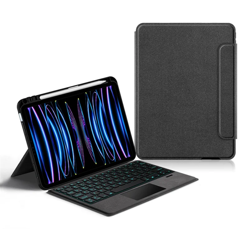 For iPad Pro 11 (2020) / (2021) / (2022) Leather Case + Touchpad Bluetooth-compatible Keyboard with Backlit