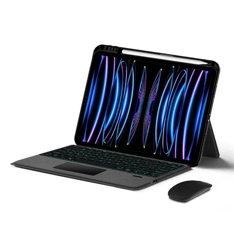 For iPad Pro 11 (2020) / (2021) / (2022) Leather Case + Touchpad Bluetooth-compatible Keyboard with Backlit