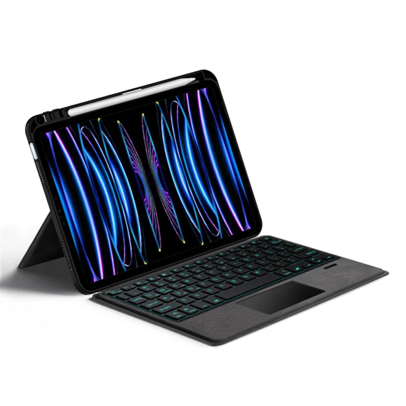 For iPad Pro 11 (2020) / (2021) / (2022) Leather Case + Touchpad Bluetooth-compatible Keyboard with Backlit