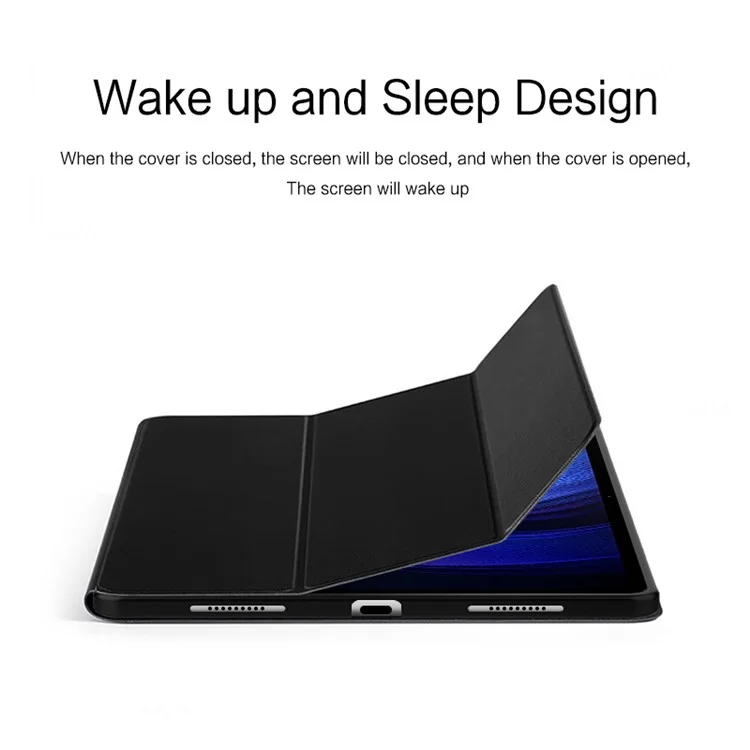 Funda de tableta a prueba de golpes para Xiaomi Pad 6 de piel de PU + soporte plegable de TPU protector de tableta - Negro