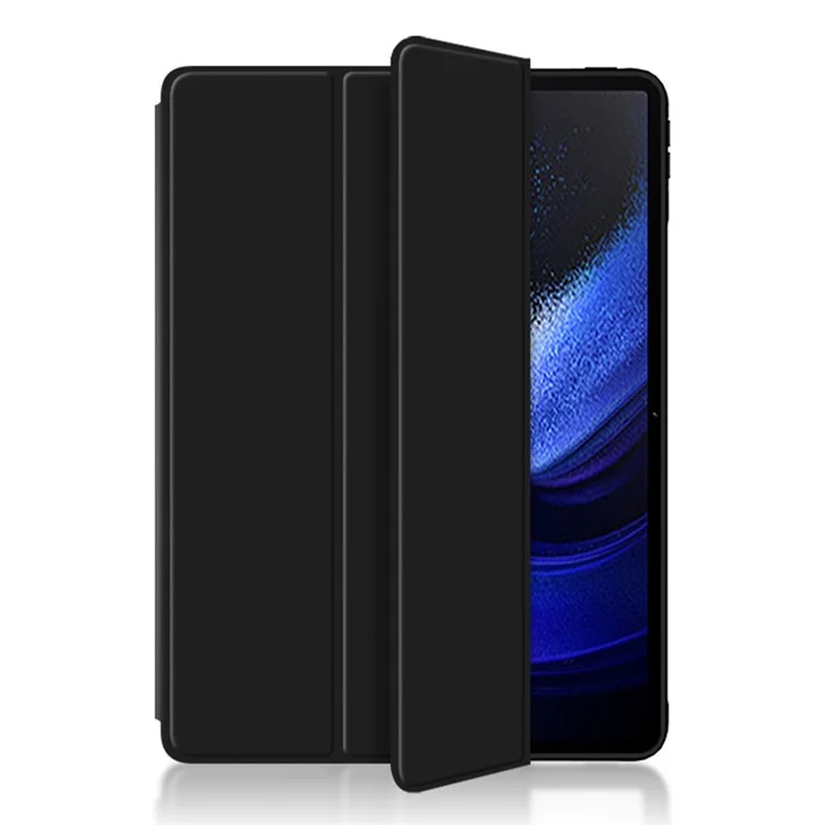 Funda de tableta a prueba de golpes para Xiaomi Pad 6 de piel de PU + soporte plegable de TPU protector de tableta - Negro