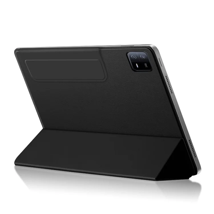 Para Xiaomi Pad 6 Magnetic PU Leather Tablet Case Tri-fold Protective Stand Cover - Preto