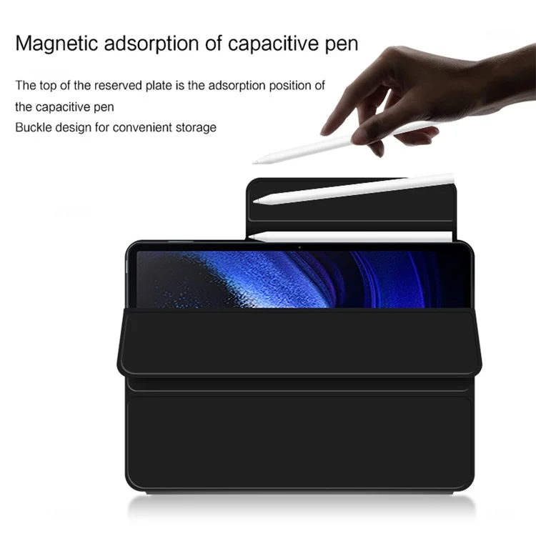 Para Xiaomi Pad 6 Magnetic PU Leather Tablet Case Tri-fold Protective Stand Cover - Preto