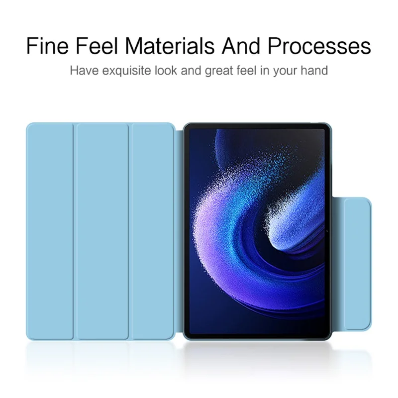 For Xiaomi Pad 6 Magnetic PU Leather Tablet Case Tri-fold Protective Stand Cover - Blue