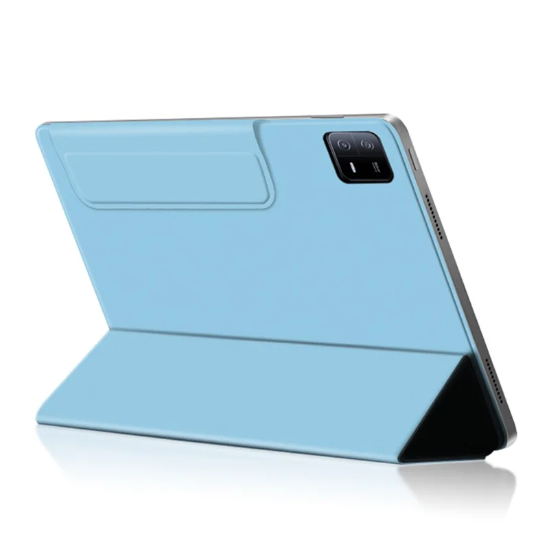 For Xiaomi Pad 6 Magnetic PU Leather Tablet Case Tri-fold Protective Stand Cover - Blue