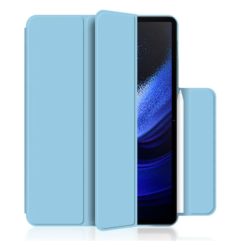 For Xiaomi Pad 6 Magnetic PU Leather Tablet Case Tri-fold Protective Stand Cover - Blue