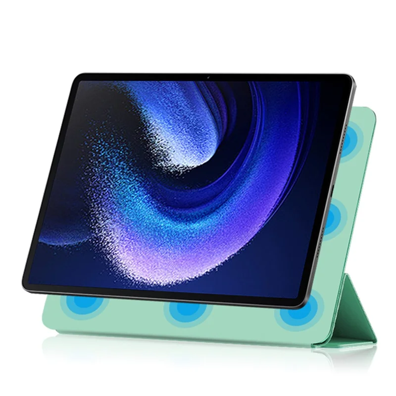 For Xiaomi Pad 6 Magnetic PU Leather Tablet Case Tri-fold Protective Stand Cover - Light Green