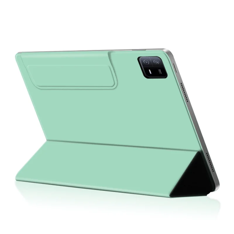 For Xiaomi Pad 6 Magnetic PU Leather Tablet Case Tri-fold Protective Stand Cover - Light Green