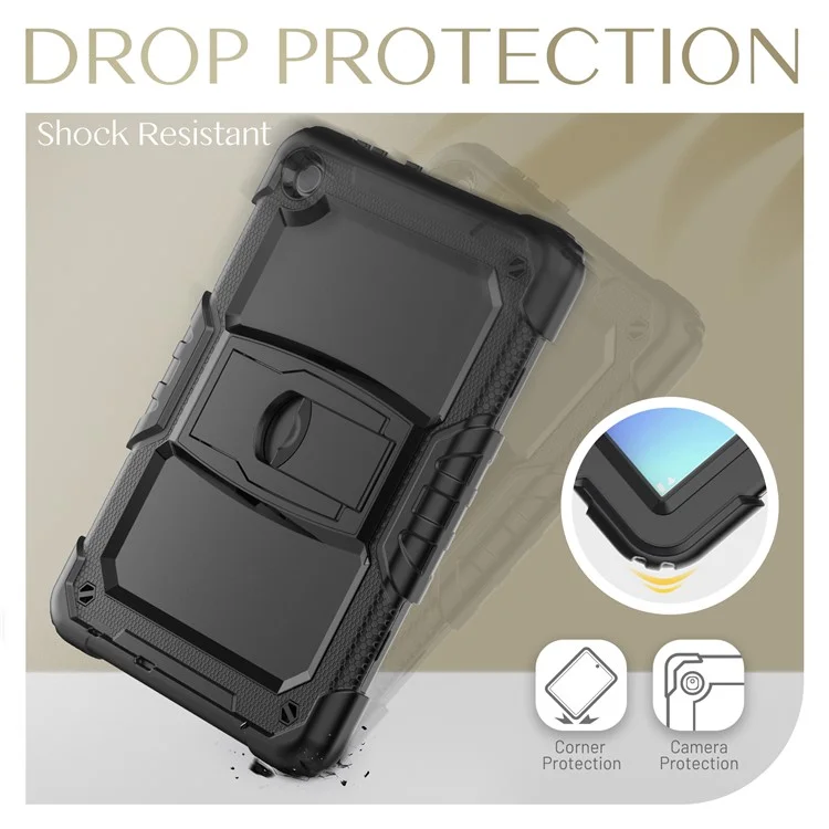 Per Lenovo Tab M10 (Gen 3) TB-328F Anti-Scratch Silicone+PC Tablet Case Supporto Copertina con Cinturino - Nero