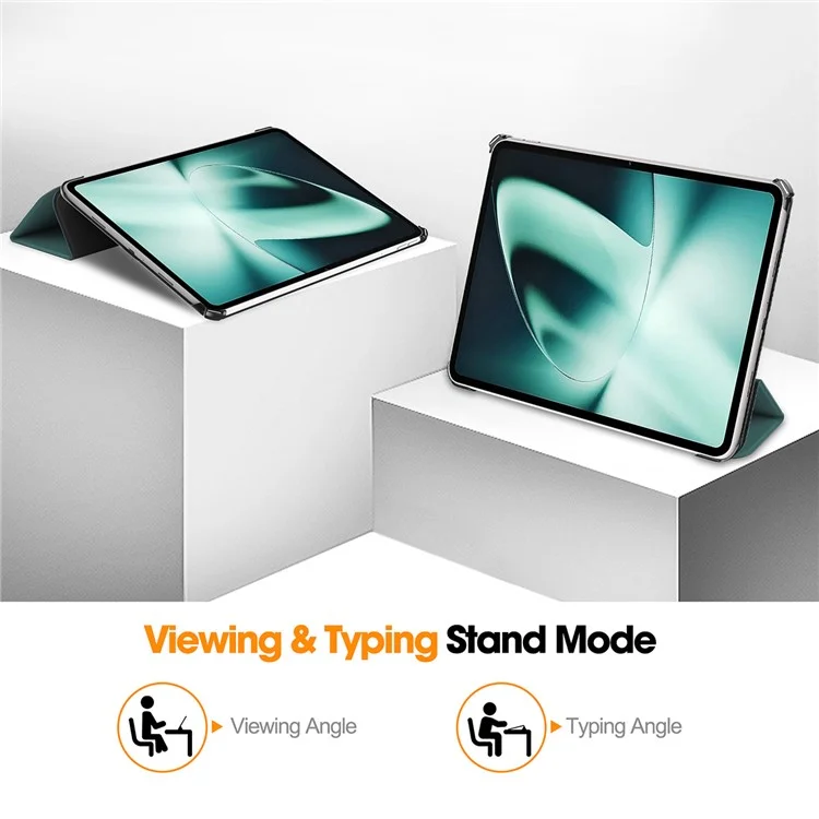 ENKAY HAT PRINCE Para OnePlus Pad / Oppo Pad 2 Capa de Tablet Capa de Couro PU + PC Trifold Stand com Despertar/Dormir automático - Verde Escuro