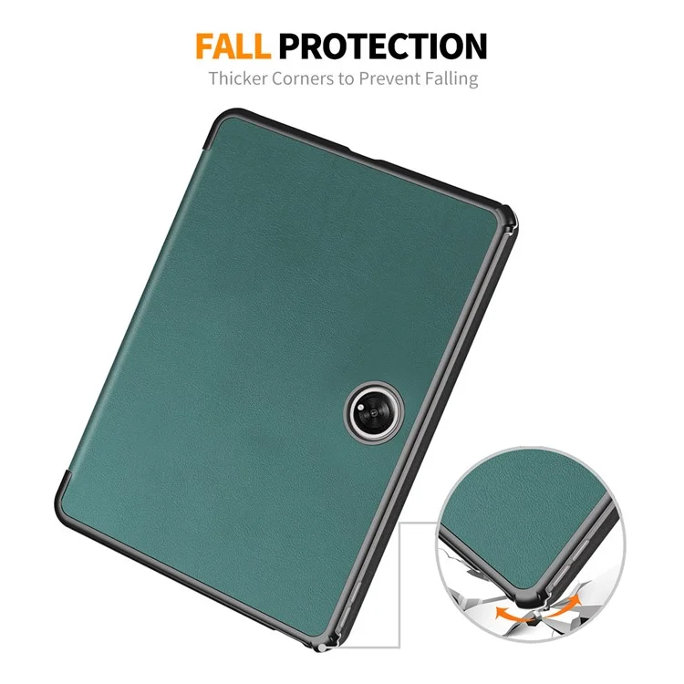 ENKAY HAT PRINCE For OnePlus Pad / Oppo Pad 2 Tablet Case PU Leather+PC Trifold Stand Cover with Auto Wake / Sleep - Blackish Green