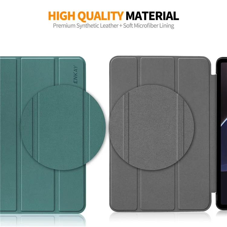 ENKAY HAT PRINCE Para OnePlus Pad / Oppo Pad 2 Capa de Tablet Capa de Couro PU + PC Trifold Stand com Despertar/Dormir automático - Verde Escuro