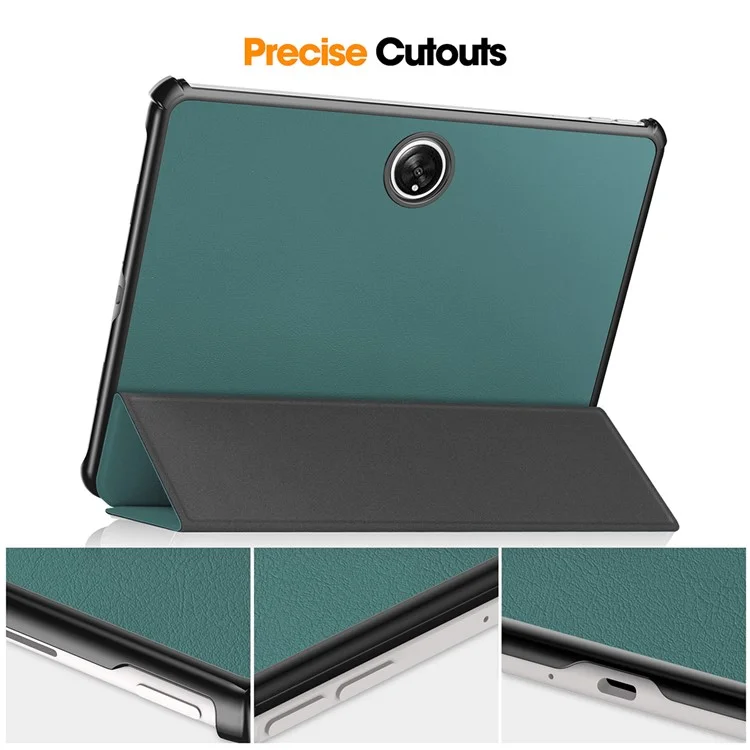 ENKAY HAT PRINCE Para OnePlus Pad / Oppo Pad 2 Capa de Tablet Capa de Couro PU + PC Trifold Stand com Despertar/Dormir automático - Verde Escuro