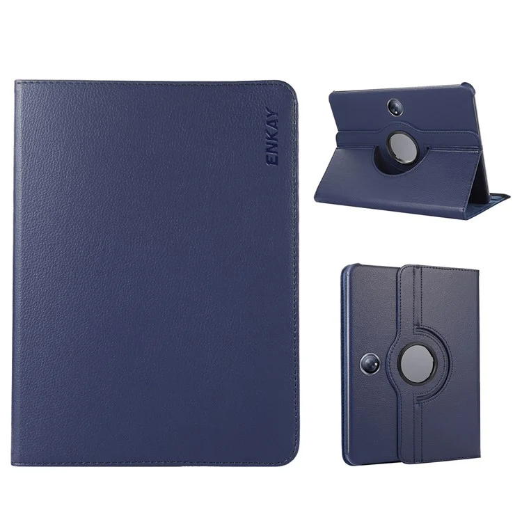 ENKAY HAT PRINCE Para Oppo Pad 2 / OnePlus Pad Capa de Tablet em Couro+PC com Suporte Giratório de 360 Graus e Função de Suspensão/Ativação Automática - Azul Escuro