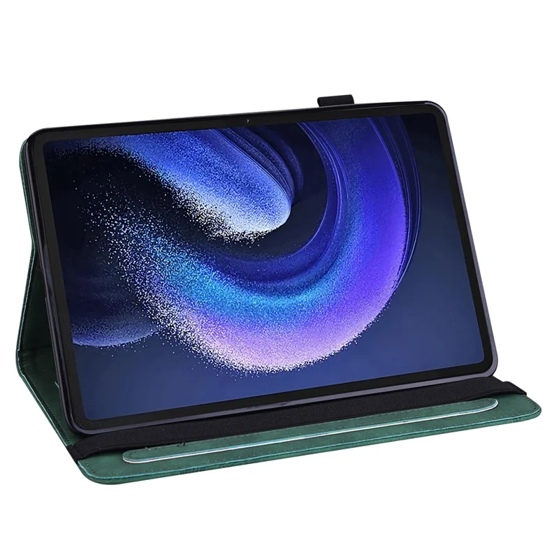 For Xiaomi Pad 6 Anti-Scratch PU Leather Tablet Stand Case Flower Imprinting Wallet Tablet Cover - Green