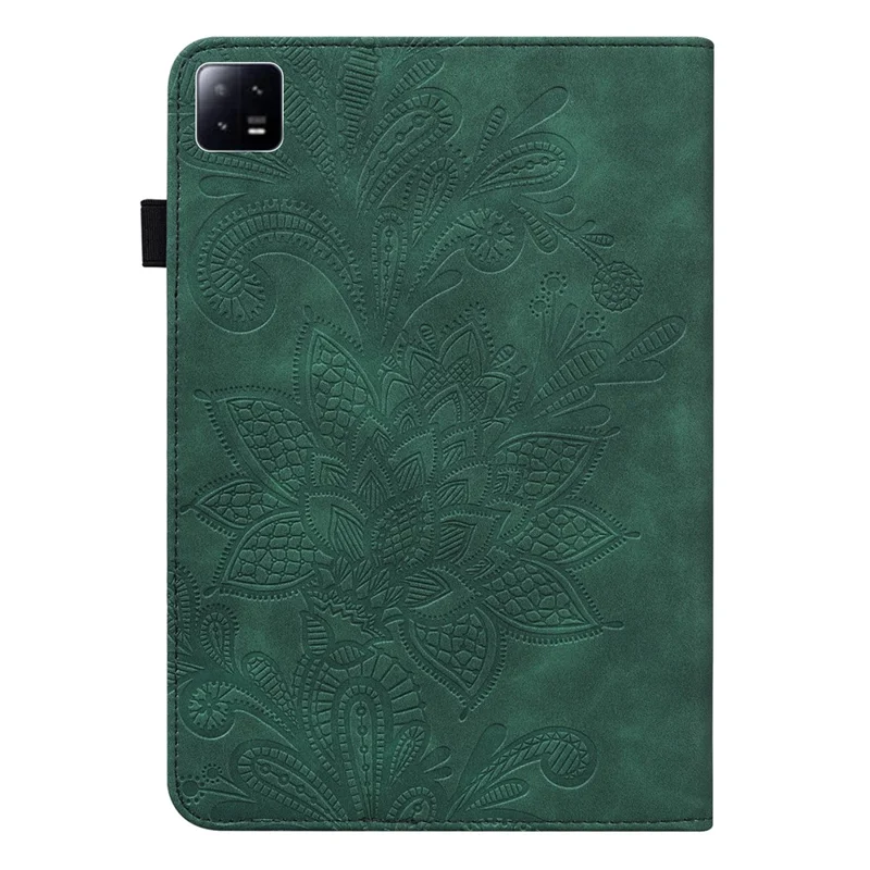 For Xiaomi Pad 6 Anti-Scratch PU Leather Tablet Stand Case Flower Imprinting Wallet Tablet Cover - Green