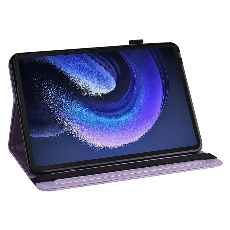 For Xiaomi Pad 6 Anti-Scratch PU Leather Tablet Stand Case Flower Imprinting Wallet Tablet Cover - Purple