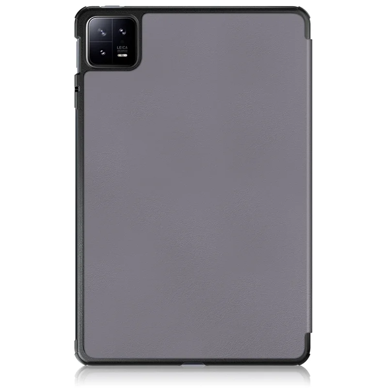 For Xiaomi Pad 6 Tri-fold Stand Tablet Case Magnetic Smart PU Leather Folio Cover - Grey