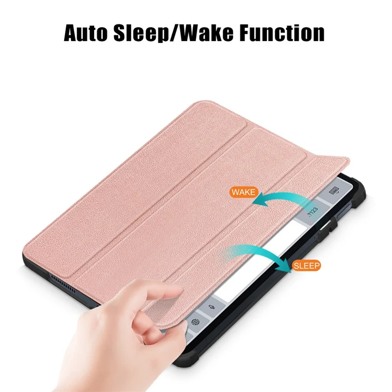 For Xiaomi Pad 6 Tri-fold Stand Tablet Case Magnetic Smart PU Leather Folio Cover - Rose Gold