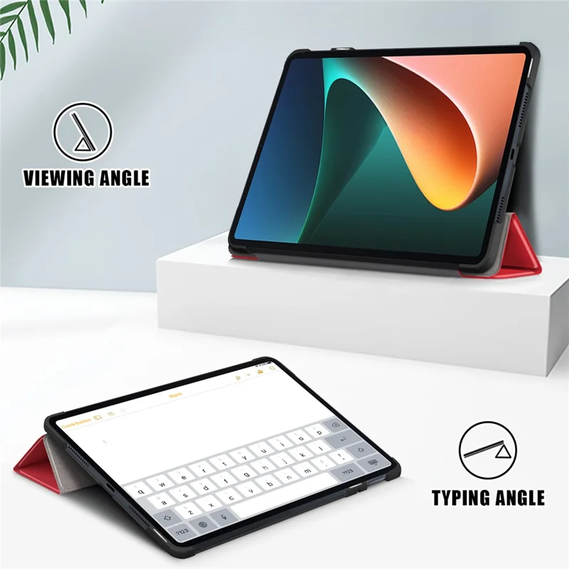 Für Xiaomi Pad 6 Tri-fold Stand Tablet Case Magnetische Smart PU Leder Folio Cover - Rot