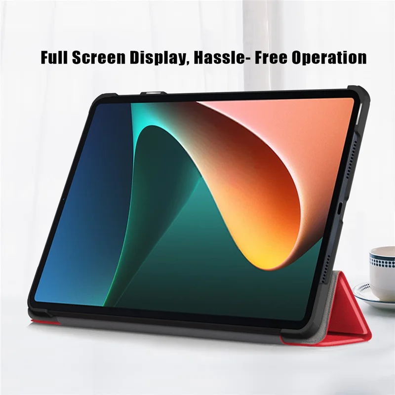 Für Xiaomi Pad 6 Tri-fold Stand Tablet Case Magnetische Smart PU Leder Folio Cover - Rot