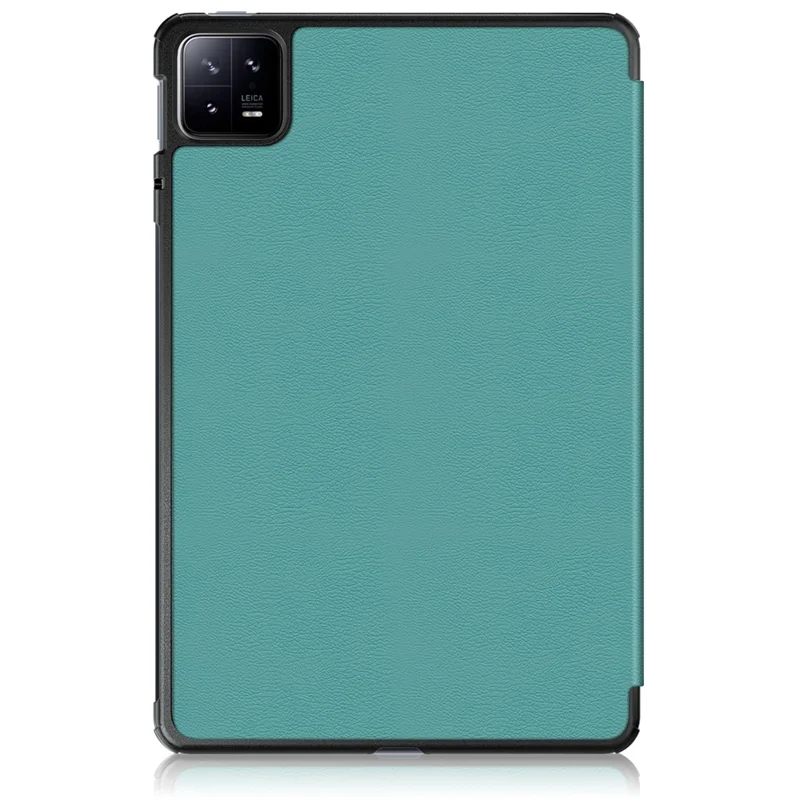 For Xiaomi Pad 6 Tri-fold Stand Tablet Case Magnetic Smart PU Leather Folio Cover - Blackish Green
