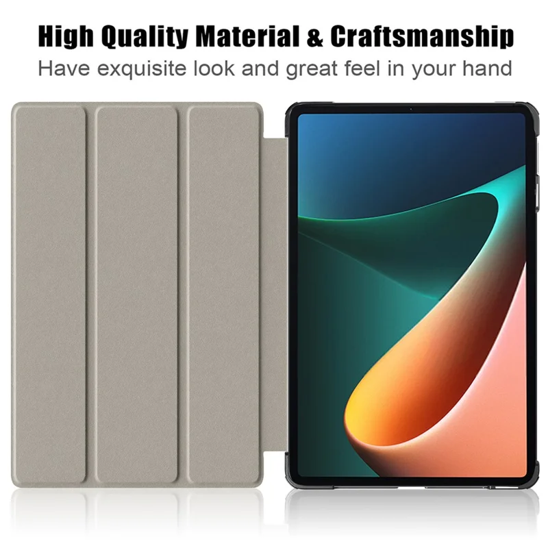For Xiaomi Pad 6 Tri-fold Stand Tablet Case Magnetic Smart PU Leather Folio Cover - Blackish Green