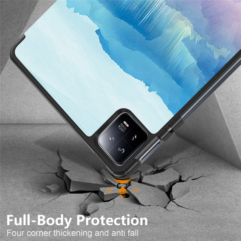 For Xiaomi Pad 6 PU Leather Pattern Printing Tablet Case Tri-fold Stand Protective Cover with Auto Wake / Sleep - Fantasy Deer