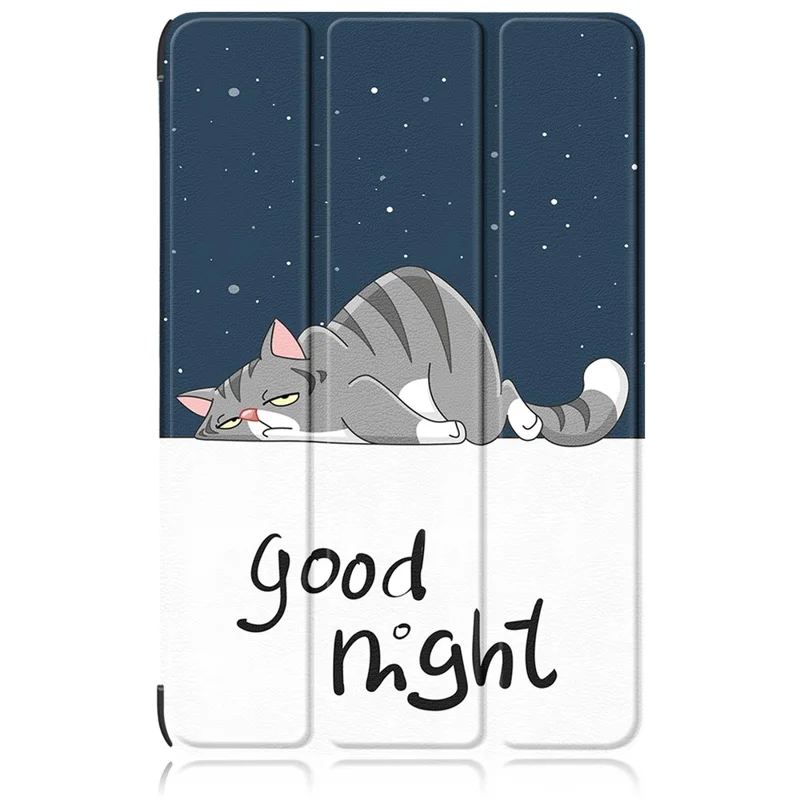 For Xiaomi Pad 6 PU Leather Pattern Printing Tablet Case Tri-fold Stand Protective Cover with Auto Wake / Sleep - Cat