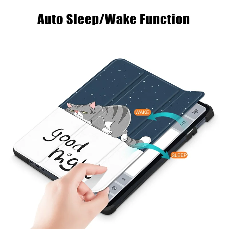 For Xiaomi Pad 6 PU Leather Pattern Printing Tablet Case Tri-fold Stand Protective Cover with Auto Wake / Sleep - Cat