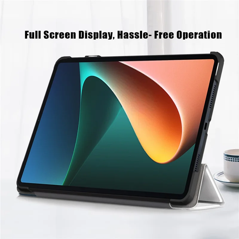 For Xiaomi Pad 6 PU Leather Pattern Printing Tablet Case Tri-fold Stand Protective Cover with Auto Wake / Sleep - Cat