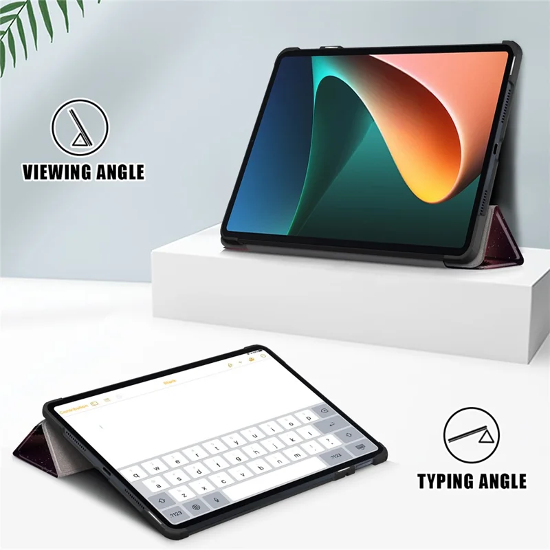 For Xiaomi Pad 6 PU Leather Pattern Printing Tablet Case Tri-fold Stand Protective Cover with Auto Wake / Sleep - Nightfall