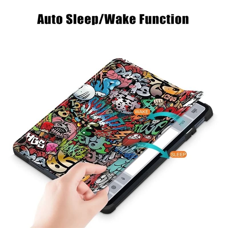 Per Xiaomi Pad 6 PU Pattern Tablet Tablet Case Tri-fold Stand Protective Cover Con Auto Wake / Sonno - Graffiti