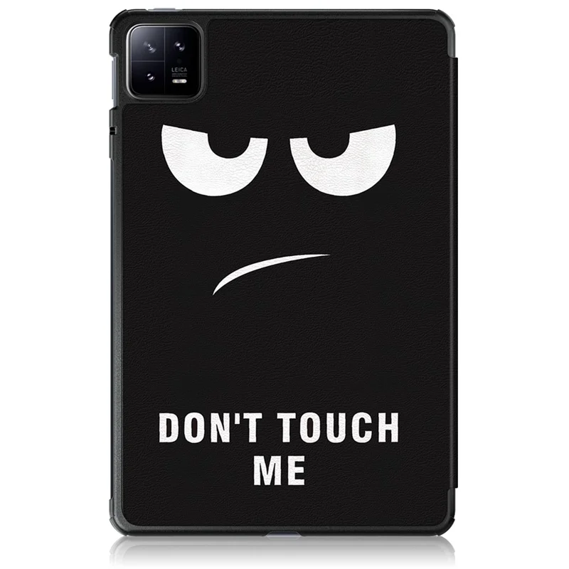 For Xiaomi Pad 6 PU Leather Pattern Printing Tablet Case Tri-fold Stand Protective Cover with Auto Wake / Sleep - Don't Touch Me