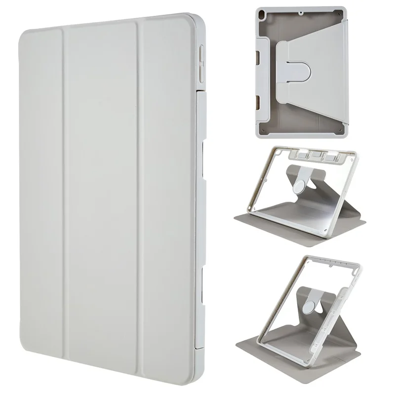 For iPad Pro 10.5-inch (2017) PU Leather Tablet Rotating Case Shell Stand Cover with Detachable Pencil Holder - Grey