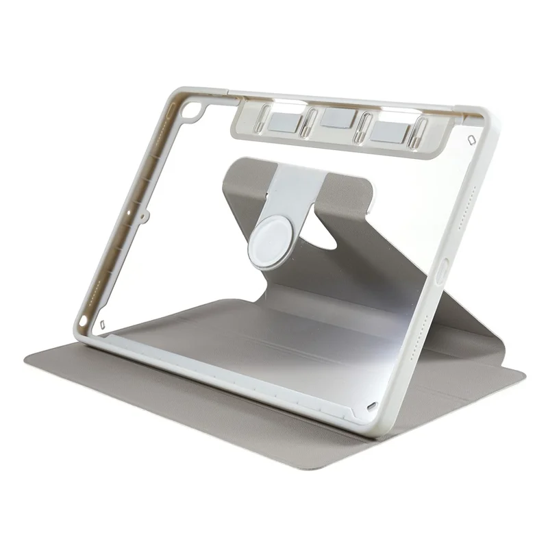 For iPad Pro 10.5-inch (2017) PU Leather Tablet Rotating Case Shell Stand Cover with Detachable Pencil Holder - Grey