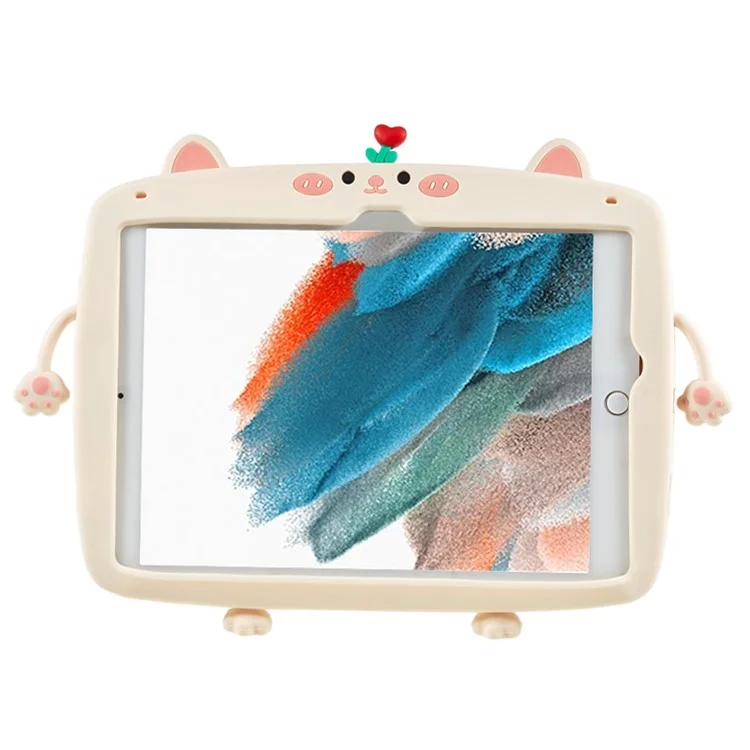 For Samsung Galaxy Tab A8 10.5 (2021) X200 X205 / (2022) Tablet Case 360 Degree Rotation Kickstand Cat Style Silicone Cover