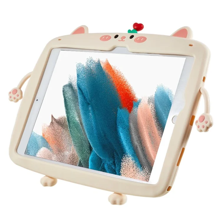 For Samsung Galaxy Tab A8 10.5 (2021) X200 X205 / (2022) Tablet Case 360 Degree Rotation Kickstand Cat Style Silicone Cover