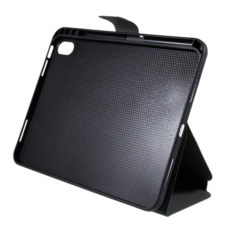 For iPad (2025) / 10.9 (2022) PU Leather Tablet Case Stand Magnetic Clasp Tablet Cover - Black